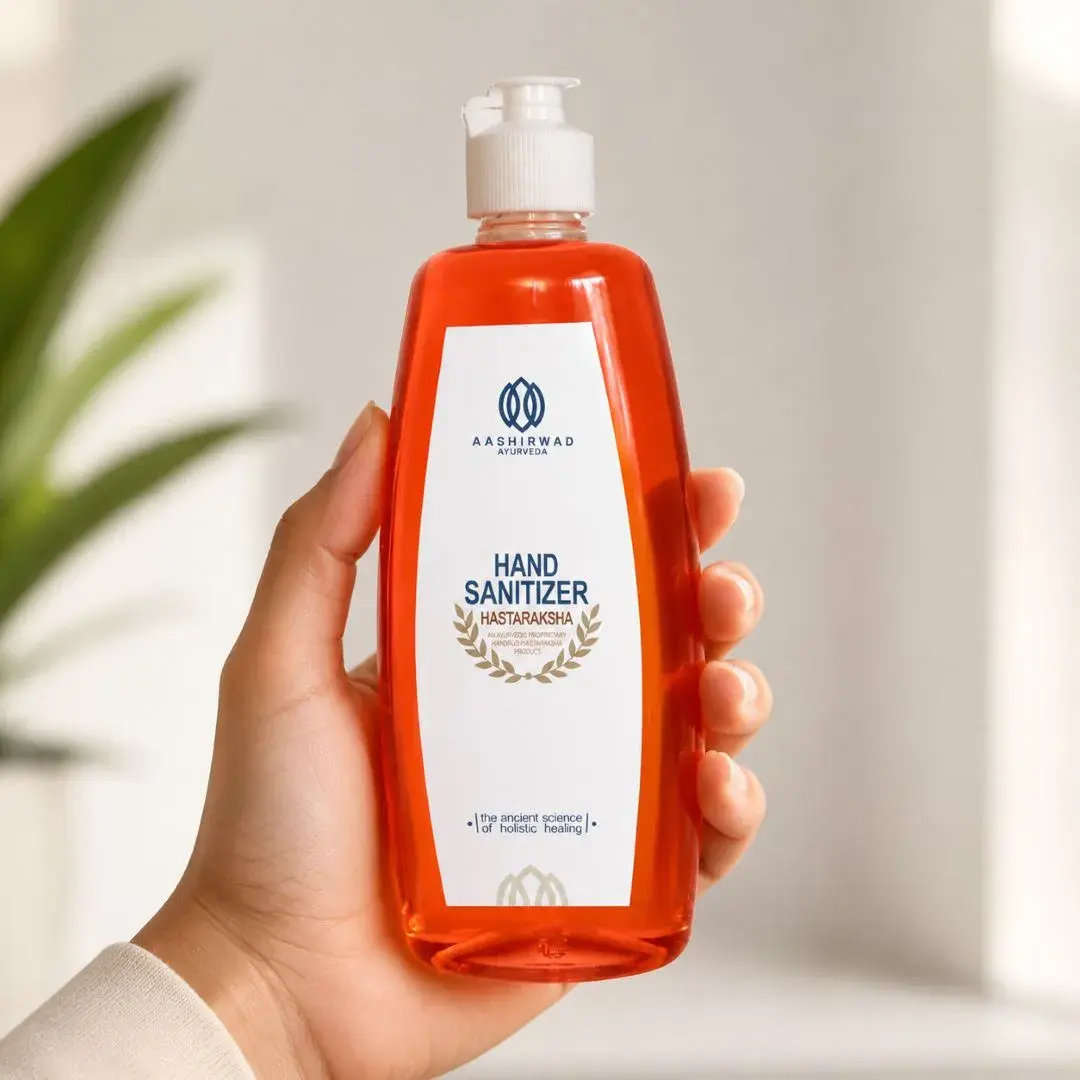 Aashirwad Ayurveda - Hastaraksha hand sanitizer in use