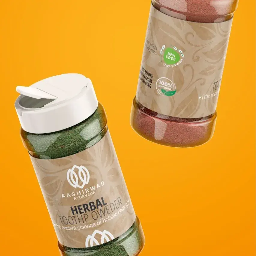 Aashirwad Ayurveda - Ayurvedic Herbal Toothpowder canister packaging
