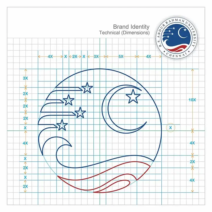 BSARU brand mark - technical construction diagram showing geometric dimensions