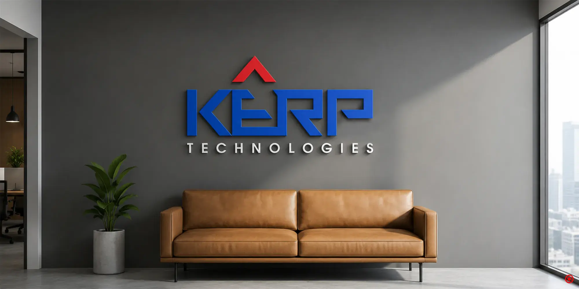 KERP logo applied across the office signage