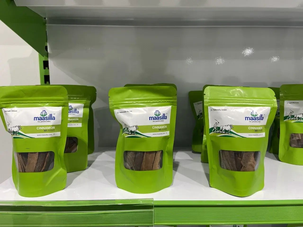 Maasilla cinnamon pouches on shelf