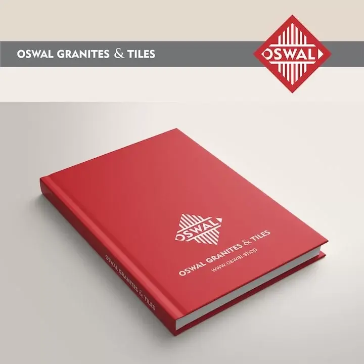 Oswal Granites & Tiles - hardcover red branded diary with Oswal mark and www.oswal.shop on cover