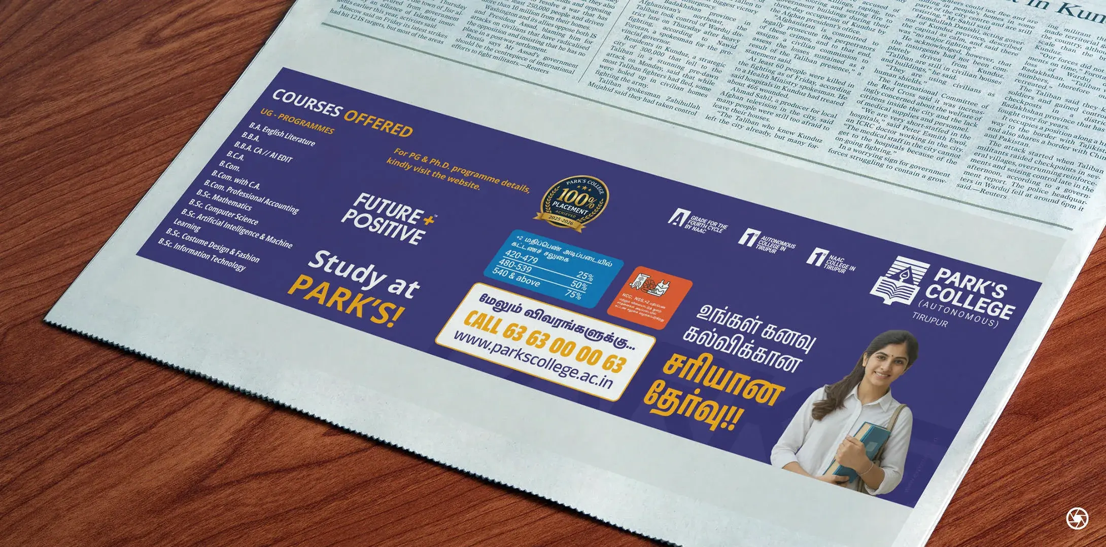 Park's College newspaper advertising