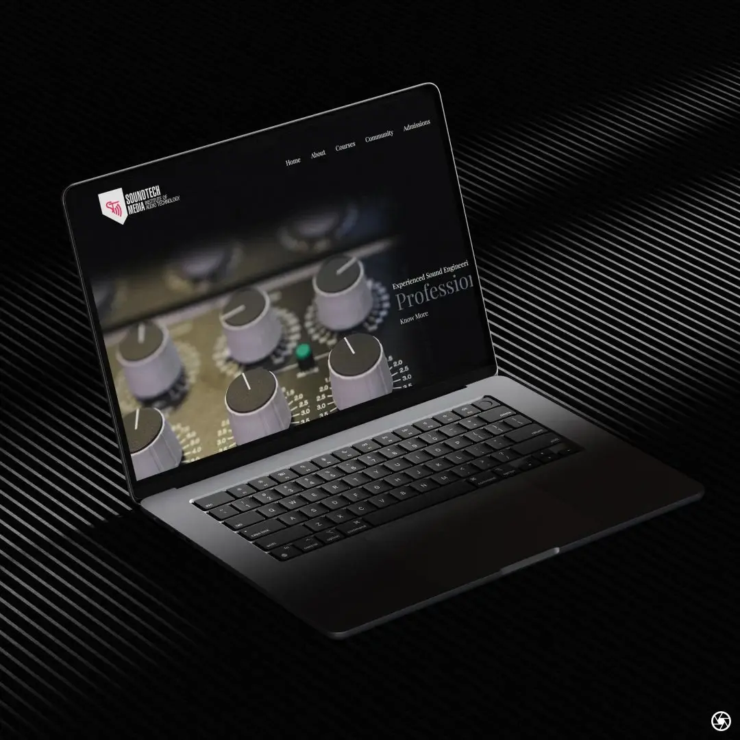 Soundtech Media institute website on a laptop
