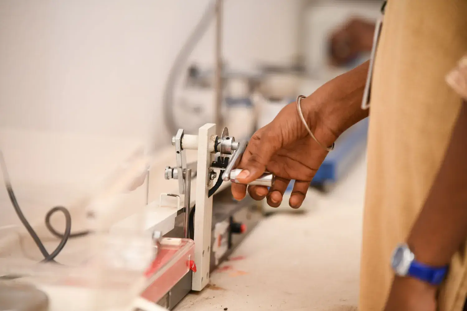 A Park's College student working in the science lab