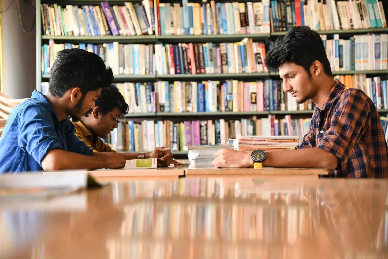 A Park's College student studying in the library
